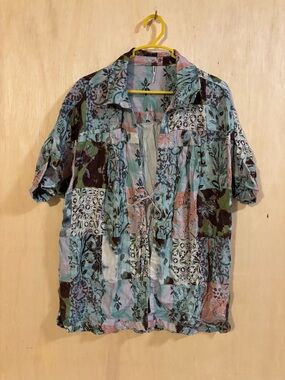 Free People3 piece set.  Patchwork Button-Front Short Sleeve Shirt -